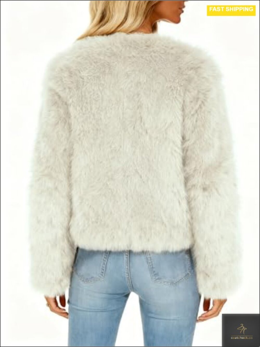 Faux Fur Zip Up Cropped Jacket Winter Warm Trendy - Picture 3 of 6